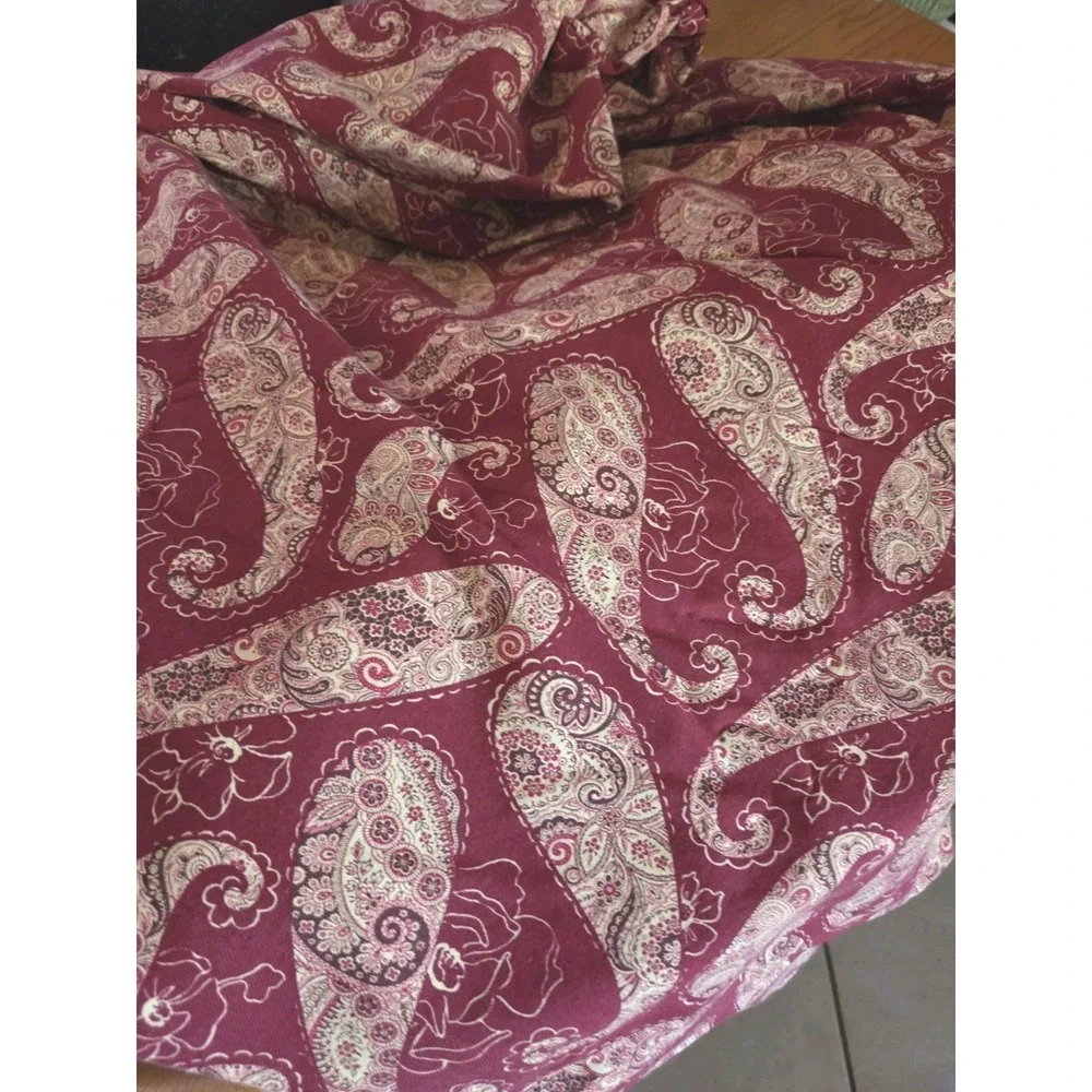 Zina Vasi 70x90 Tablecloth 12 Napkins Red Paisley Thick Cotton Holiday Old World